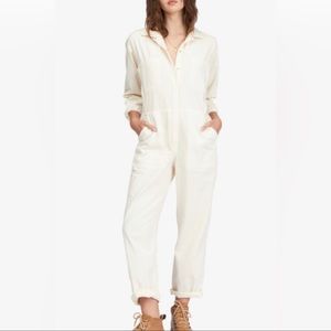 NWT Tags Billabong Keeping it Real White Workwear One Piece Jumpsuit Size M
